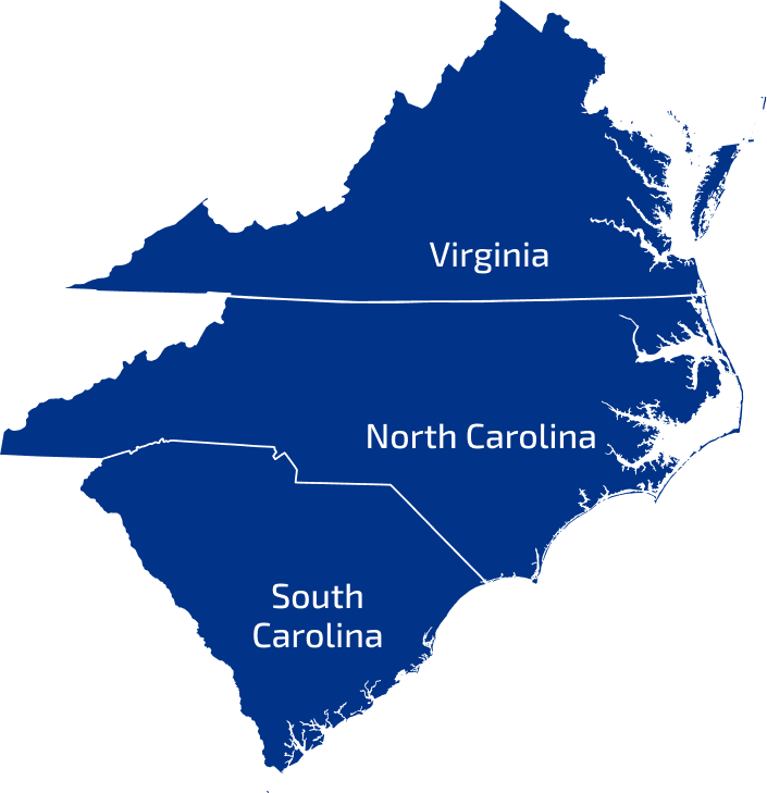 Map of VA, NC & SC